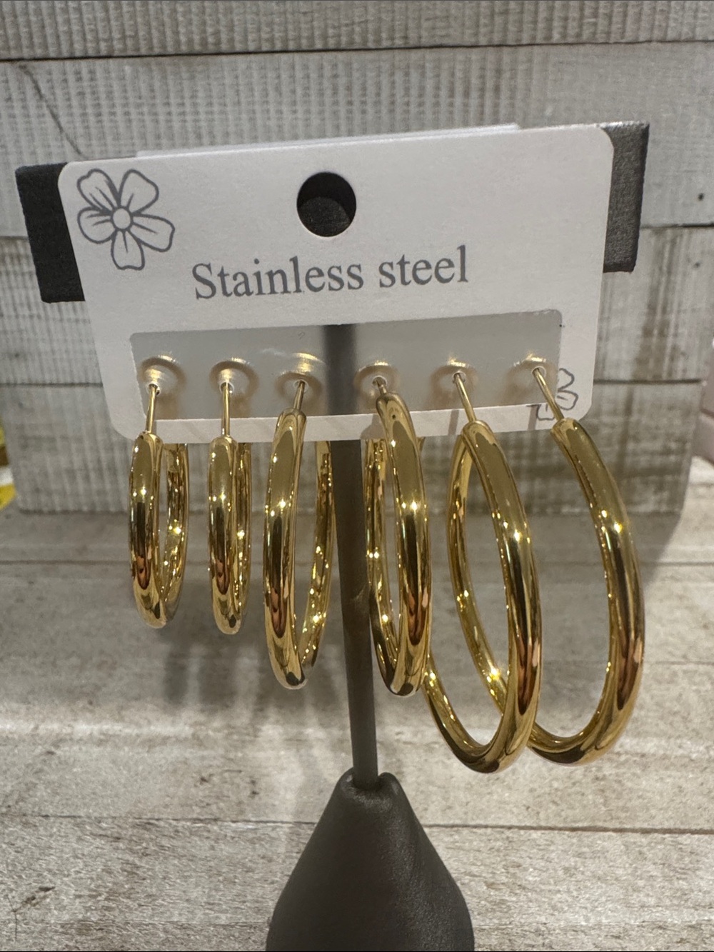 NWT Stainless Steel Gold Hoop Earring Set - Multi Pair